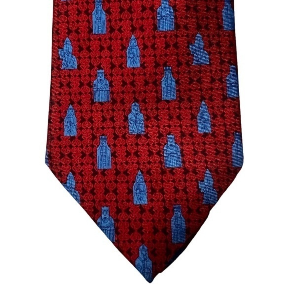 The British Museum Rulers Statues 100% Silk Tie, Red Blue